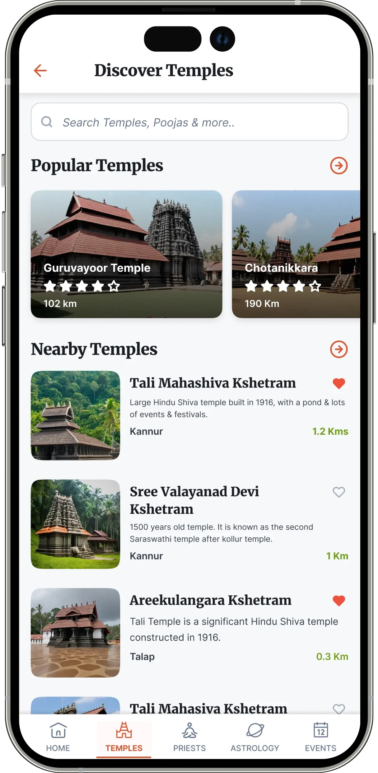Discover temple screen design for temple connect app